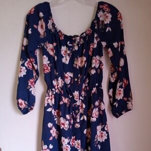 Rue 21 floral off the shoulder long sleeve mini dress size medium
